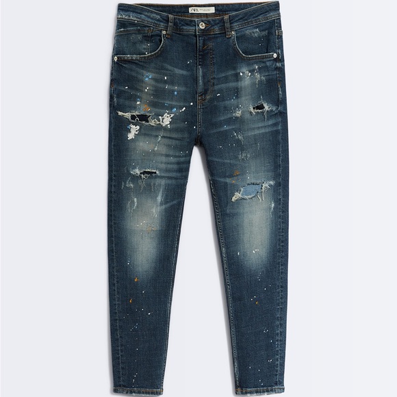 ZARA MENS SKINNY JEANS WITH PAINT SPLATTER SIZE 31 - Picture 12 of 14